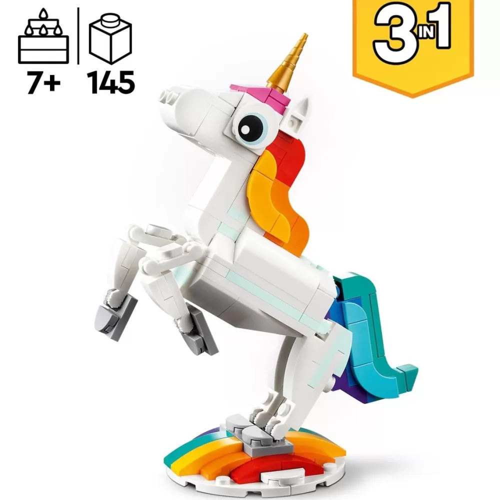 LEGO Puzzles Y Construcciones*Animales De Juguete Para Construir Unicornio Magico Y Pavo Real Creator 3 En 1