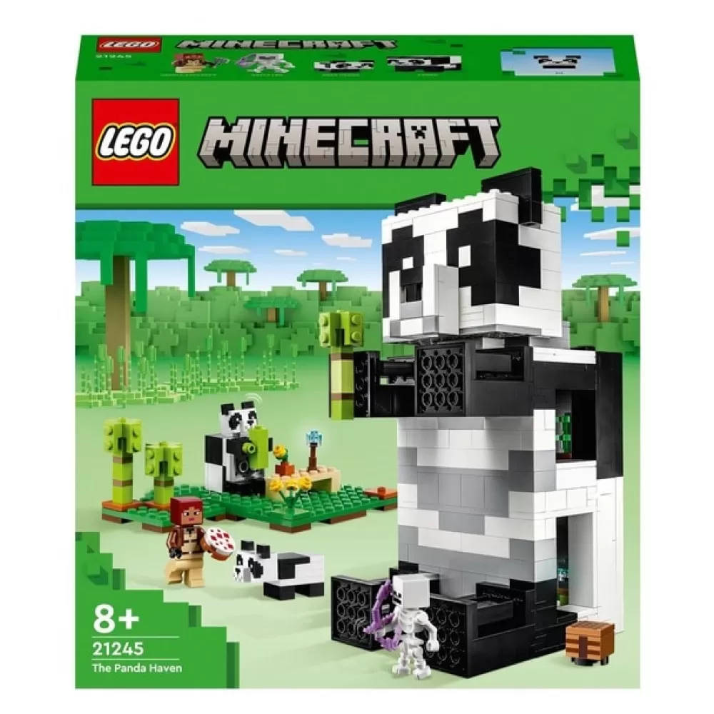 LEGO Puzzles Y Construcciones*Casa De Juguete Para Construir El Refugio-Panda Con Animales Y Mini Figuras Minecraft