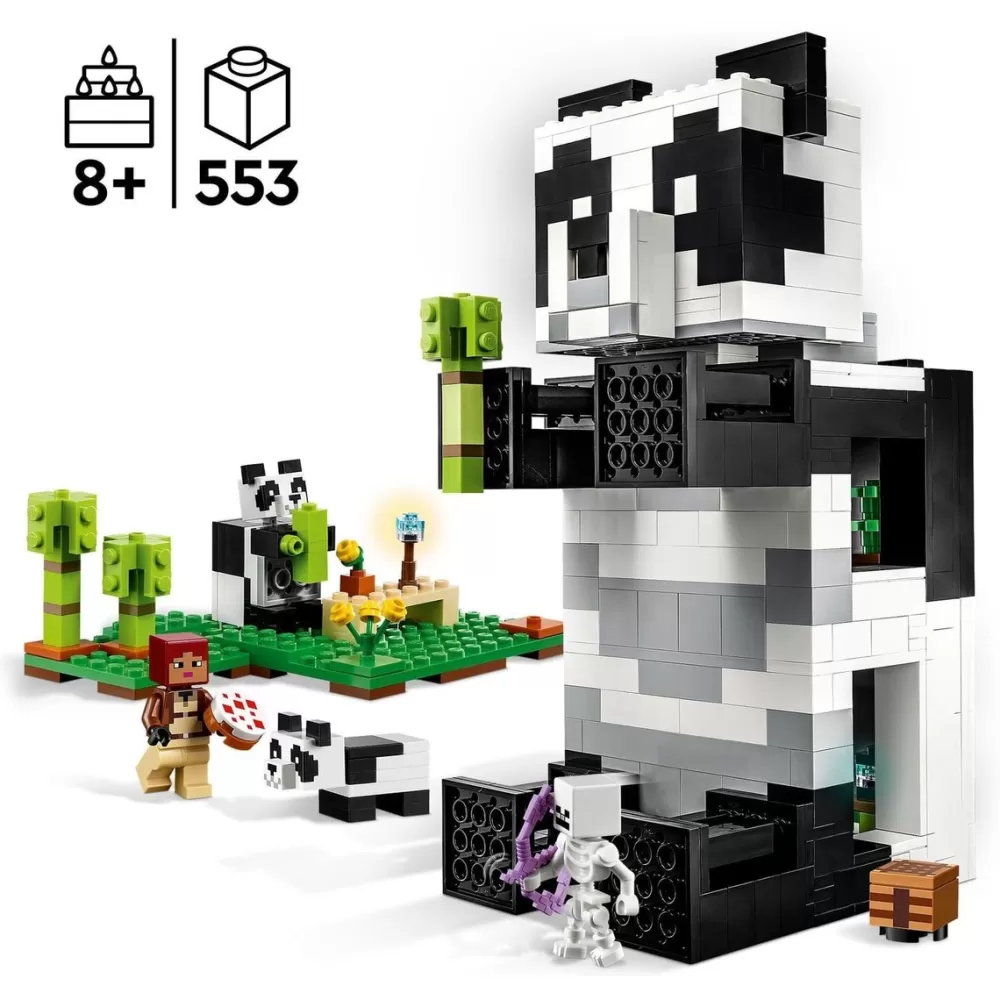 LEGO Puzzles Y Construcciones*Casa De Juguete Para Construir El Refugio-Panda Con Animales Y Mini Figuras Minecraft