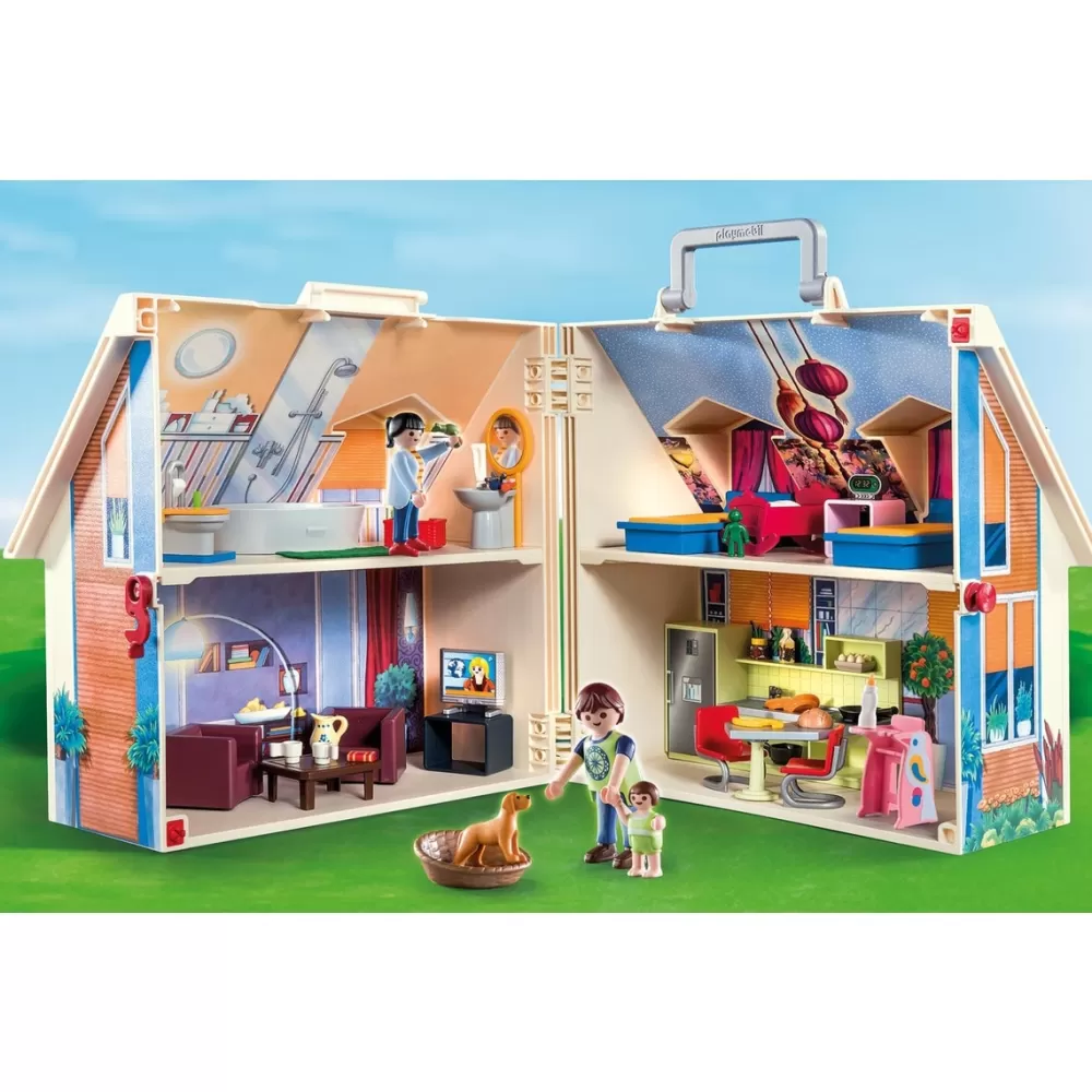 Playmobil Munecos Articulados*Casa De Munecas Maletin De Juguete Con Muebles Dollhouse