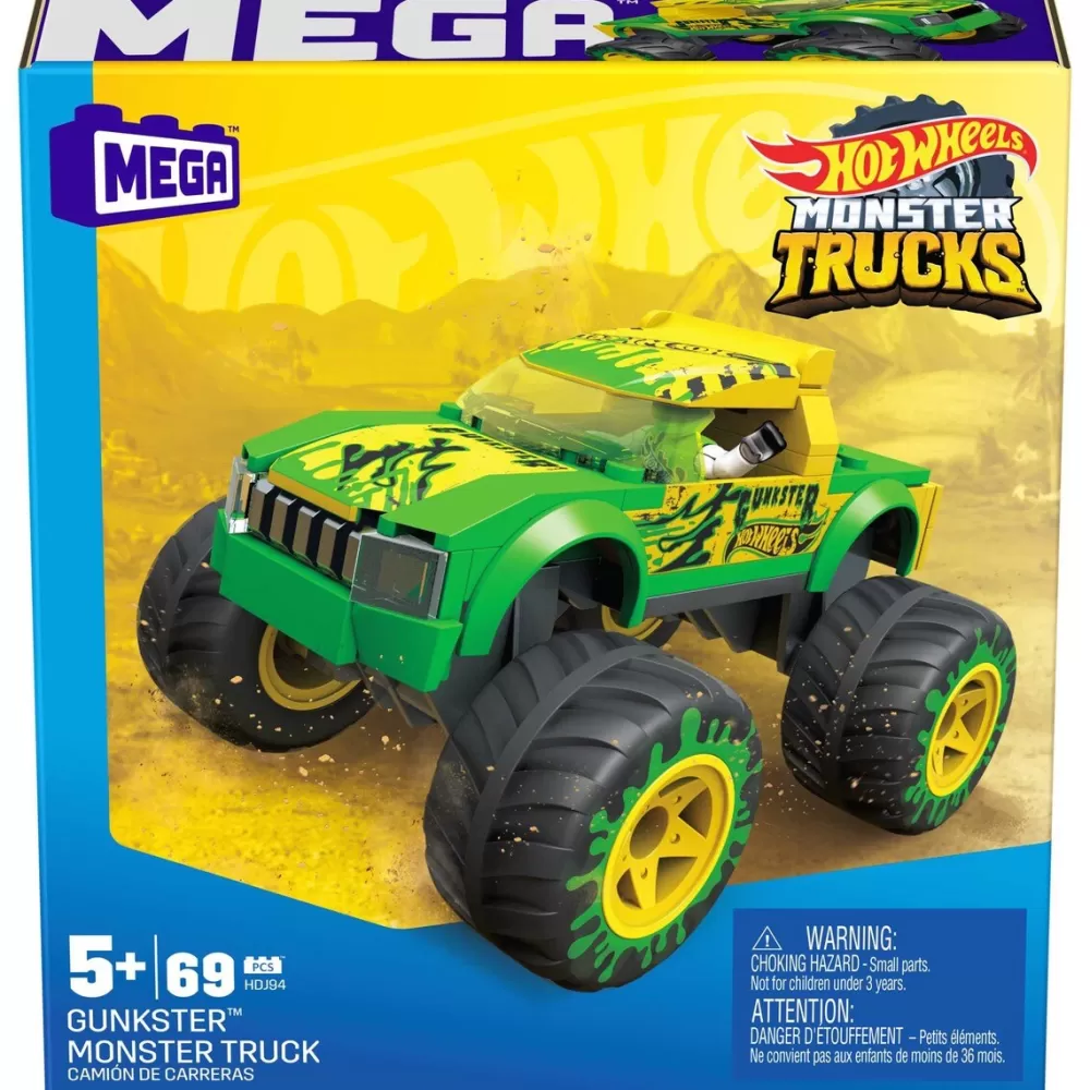 Hot Wheels Puzzles Y Construcciones*Conjuntos De Construccion Poderosos Monster Trucks De De Mega