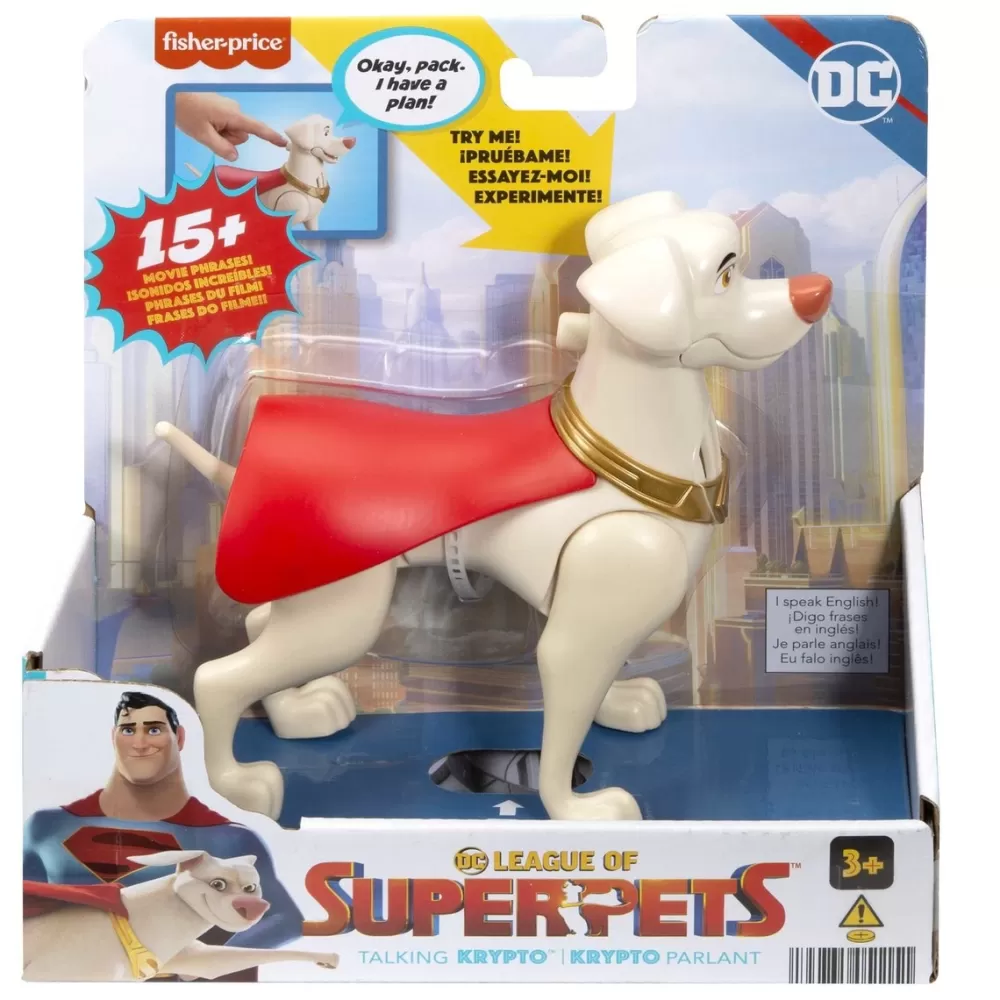 Fisher-Price Preescolar*Figura De Juguete Con Sonidos Dc Liga De Super Mascotas Krypto Perro Parlanchin Mattel