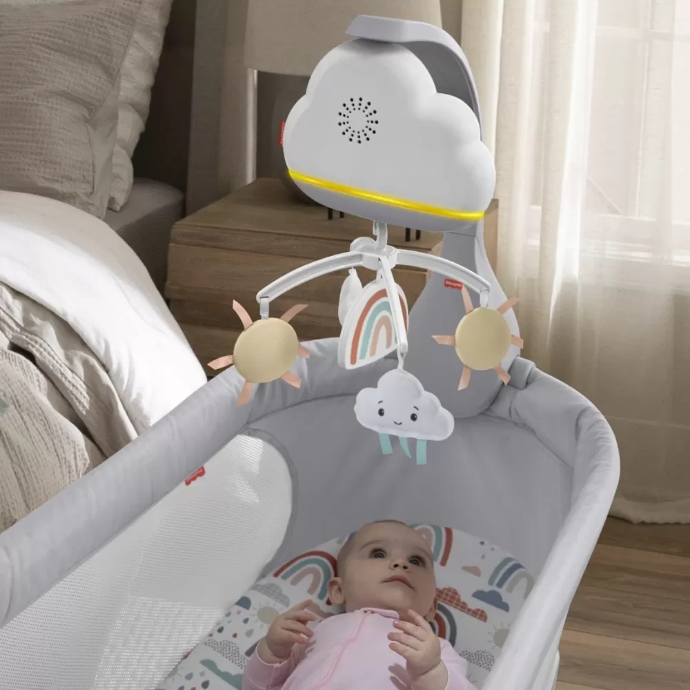 Fisher-Price Preescolar* Movil Lluvia De Arcoiris Para Cuna, Juguete Para Cuna Con Sonidos Relajantes Y Luces Para Bebe Recien Nacido