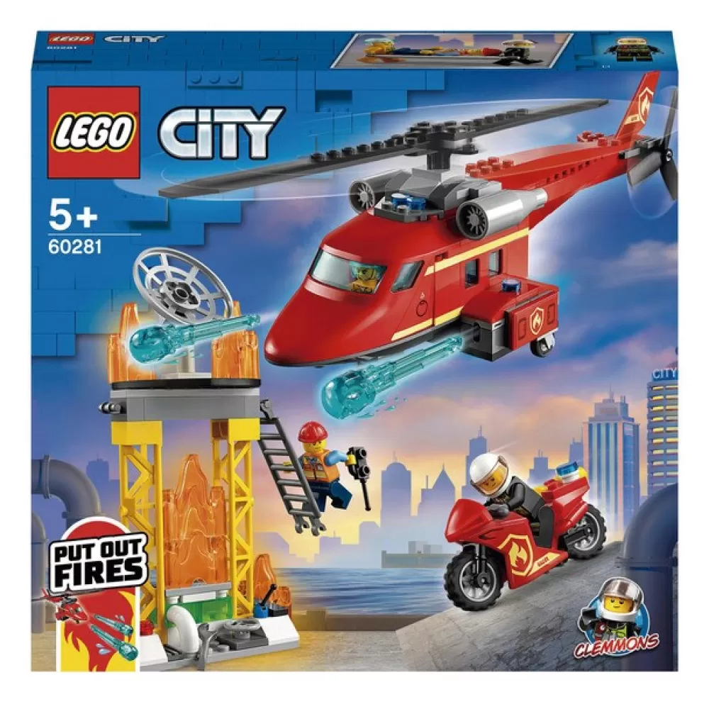 LEGO Puzzles Y Construcciones*Juego De Construccion Helicoptero De Rescate De Bomberos Con Llamas City Fire