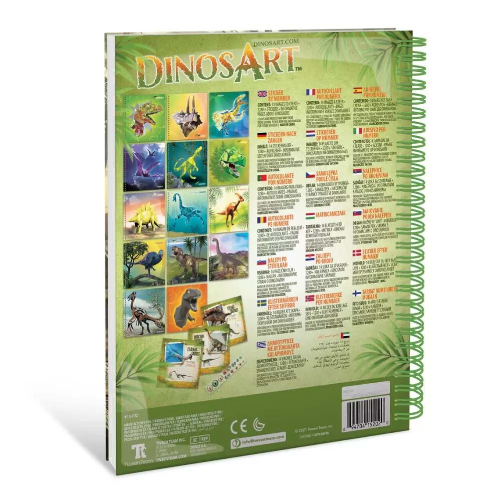 Dinos Art Juegos Educativos*Libro Creativo De Pegatianas Por Numeros Cuaderno Dinosaurios Dinosart