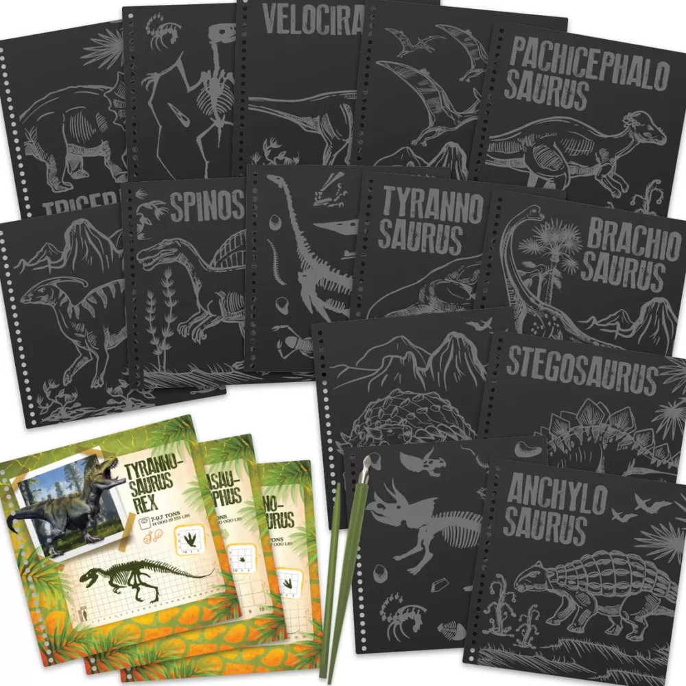 Dinos Art Juegos Educativos*Libro Creativo De Rascar Y Esbozar Cuaderno Dinosaurios Dinosart