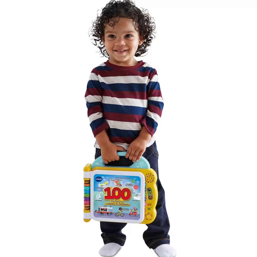 VTech Preescolar*Libro Educativo Mis Primeras 100 Palabras Bilingue Vehiculos Y Maneras De Desplazarse,Espanol-Ingles