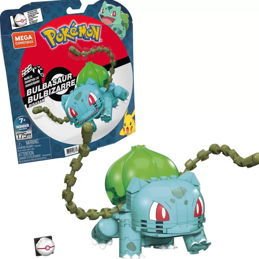 Mega Construx Puzzles Y Construcciones* Pokemon Bulbasaur Figura De 175 Bloques De Construccion