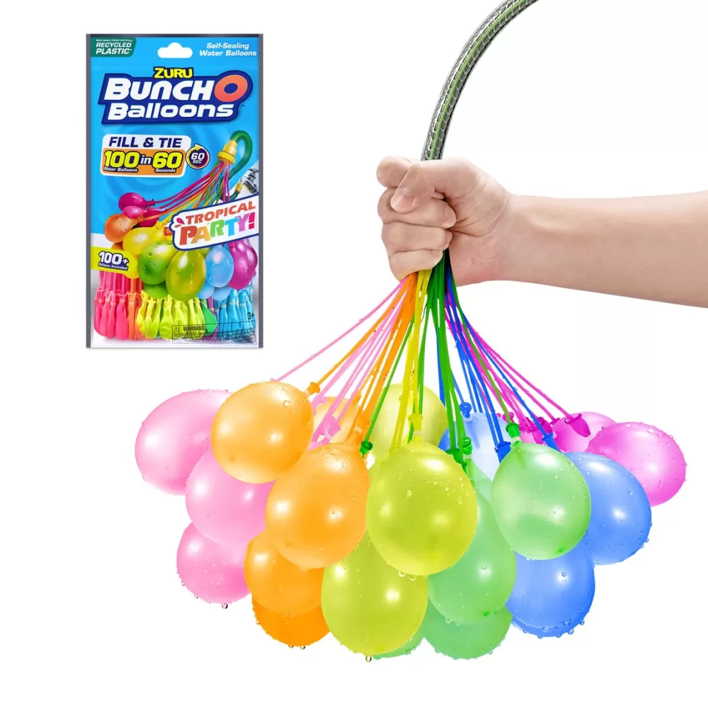 BUNCHOBALLOONS Juguetes Al Aire Libre*Pack Neon 100 Buncho Balloons Carga Rapida Auto-Sellante En 60 Segundos