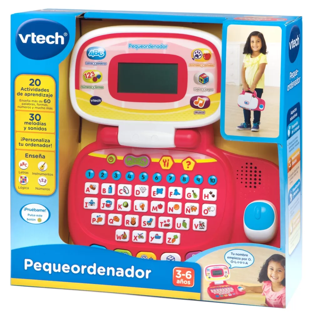 VTech Juegos Educativos*Pequeordenador Rosa, Ordenador Portatil Infantil Con Raton Direccional, Educativo