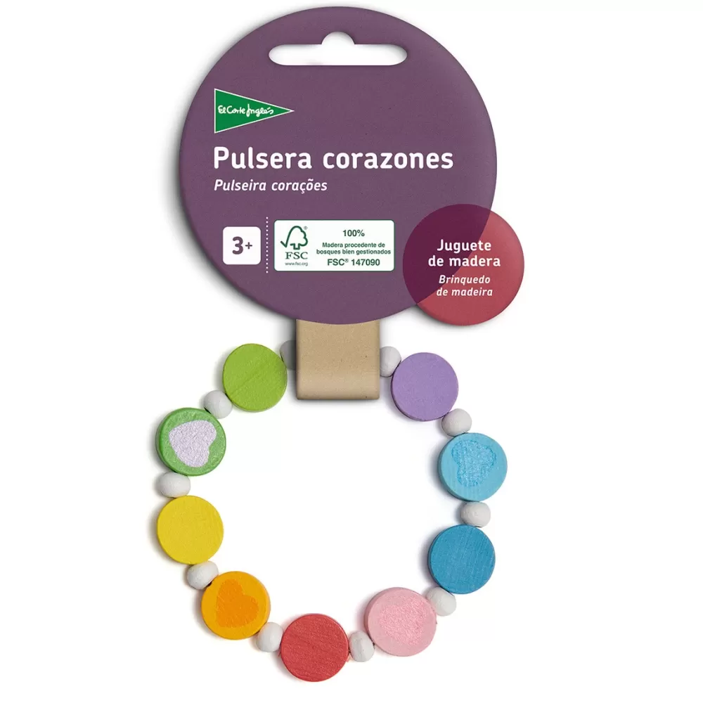 El Corte Inglés Disfraces Y Complementos*Pulsera De Corazones De Madera Sostenible El Corte Ingles