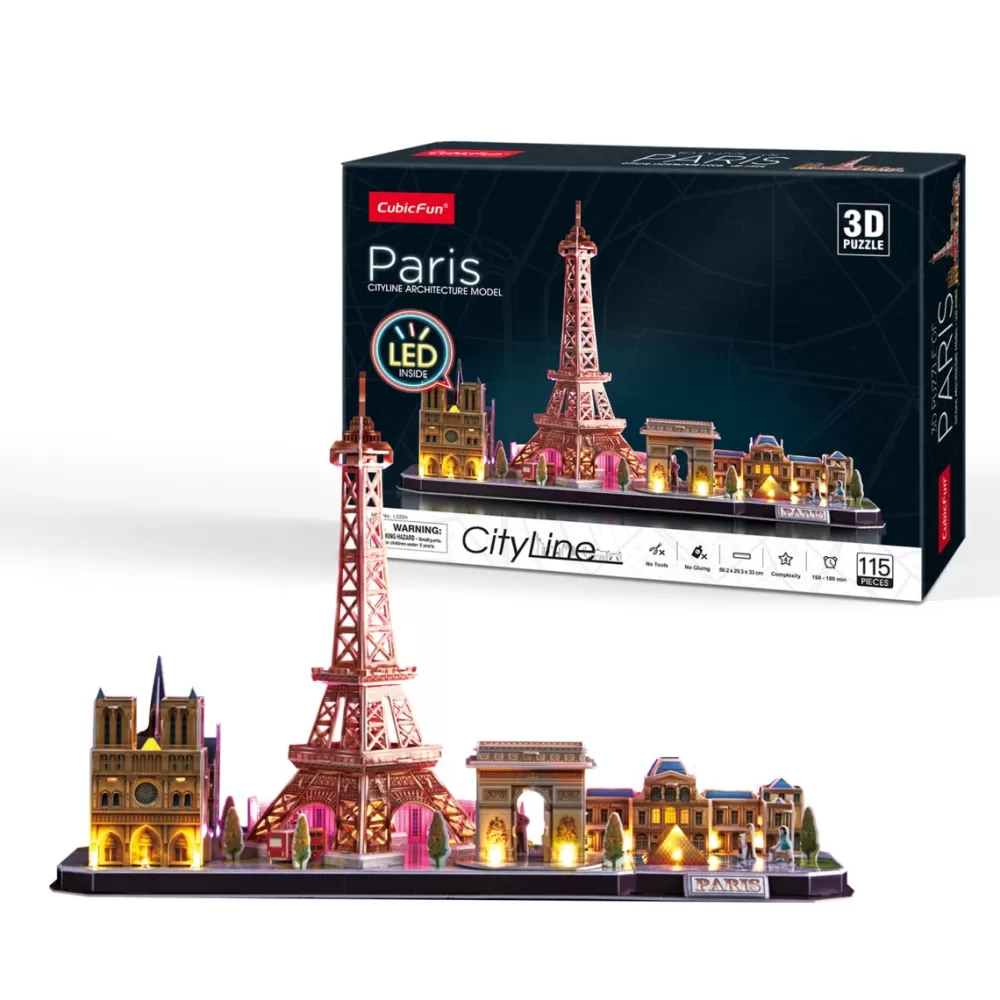 CubicFun Puzzles Y Construcciones*Puzzle 3D Con Los Monumentos Mas Emblematicos De Paris E Iluminacion Led En Su Interior El Corte Ingles