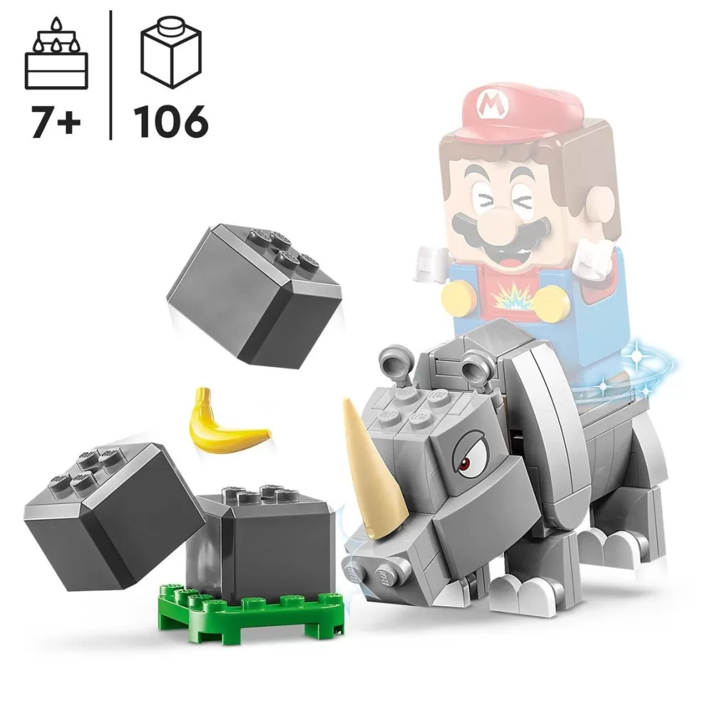 LEGO Puzzles Y Construcciones*Set De Construccion Rambi, El Rinoceronte Set De Expansion: Donkey Kong Super Mario