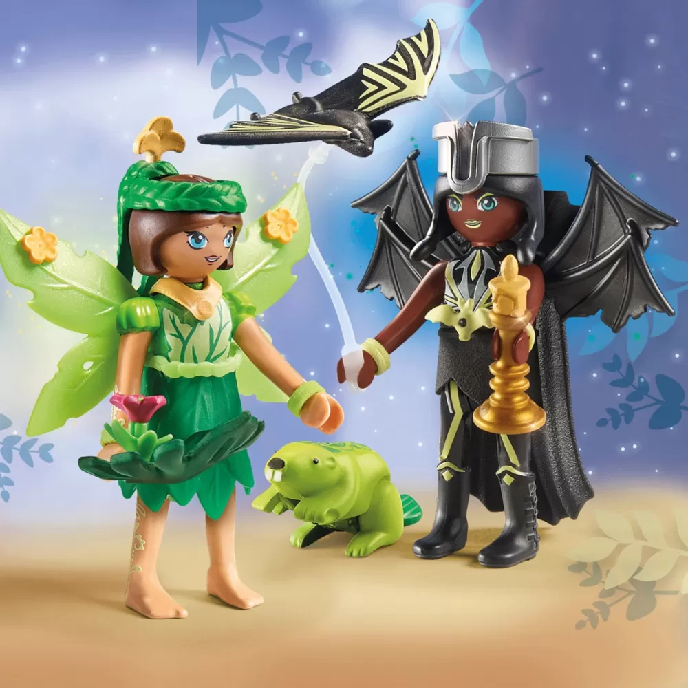 Playmobil Munecos Articulados*Set Forest Fairy & Bat Fairy Con Animales Del Alma