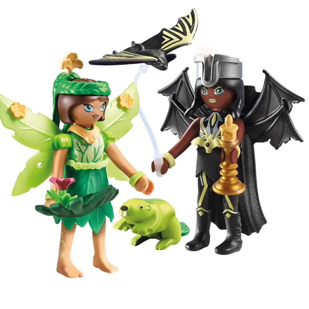 Playmobil Munecos Articulados*Set Forest Fairy & Bat Fairy Con Animales Del Alma