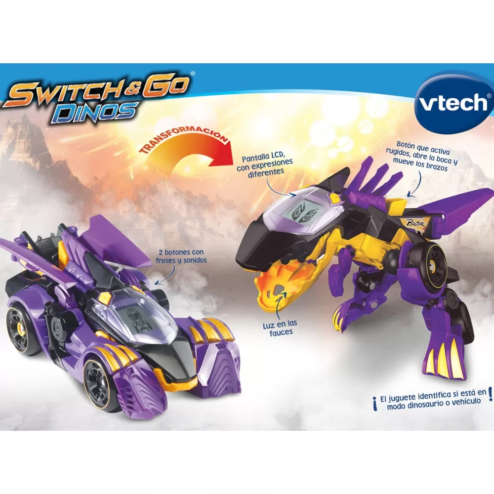 VTech Munecos Articulados*Switch&Go Dinos, Rayo El Espinosaurio Bolido De Carreras, Dinosaurios Que Se Transforman En Vehiculos