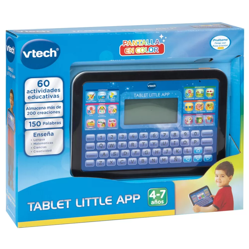 VTech Electronicos*Tablet Little App Azul Tableta Educativa Infantil Para Aprender En Casa Con Contenido Especial Para Ninos