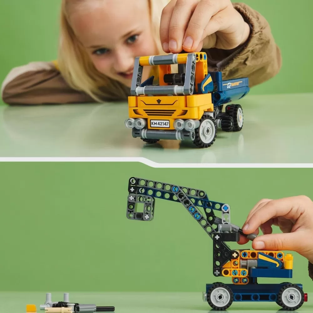 LEGO Puzzles Y Construcciones*Vehiculo De Construccion 2En1 Volquete Y Excavadora De Juguete Technic