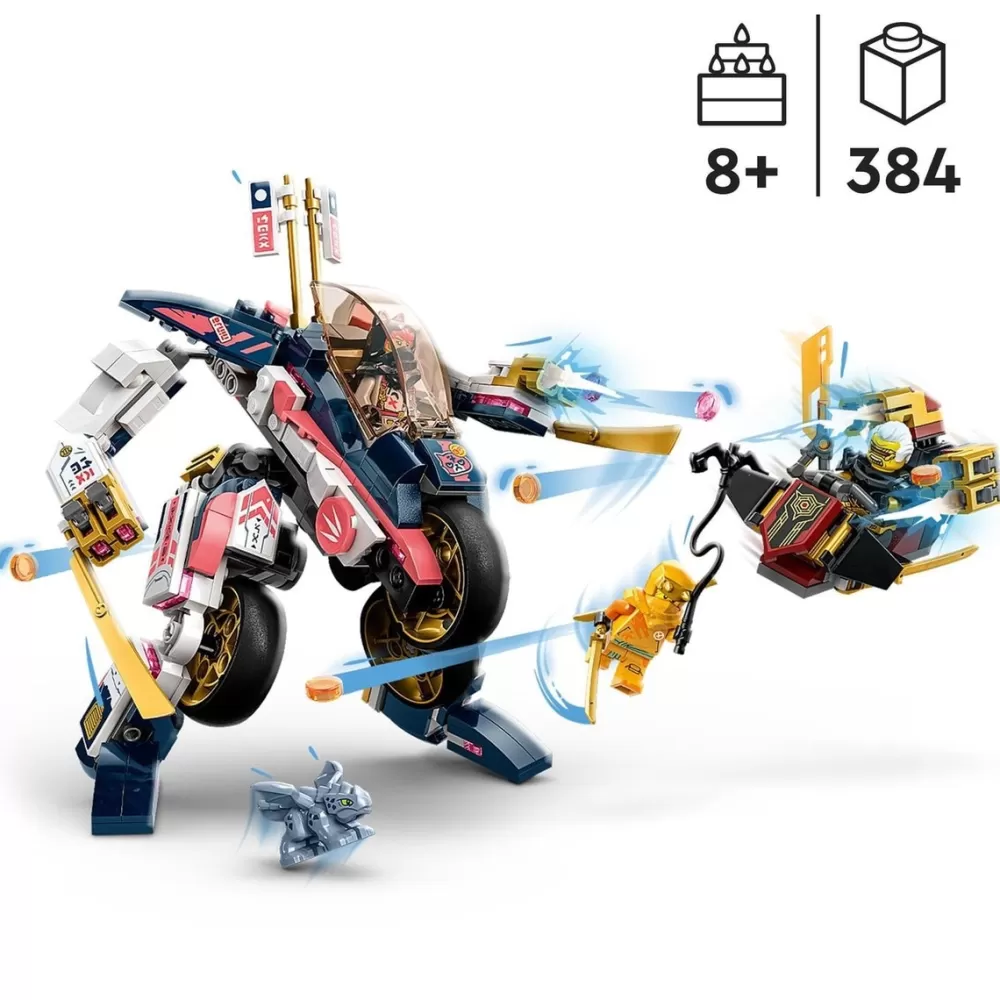 LEGO Puzzles Y Construcciones*Vehiculo De Juguete Moto De Carreras Transformable En Meca De Sora Dragons Rising Ninjago