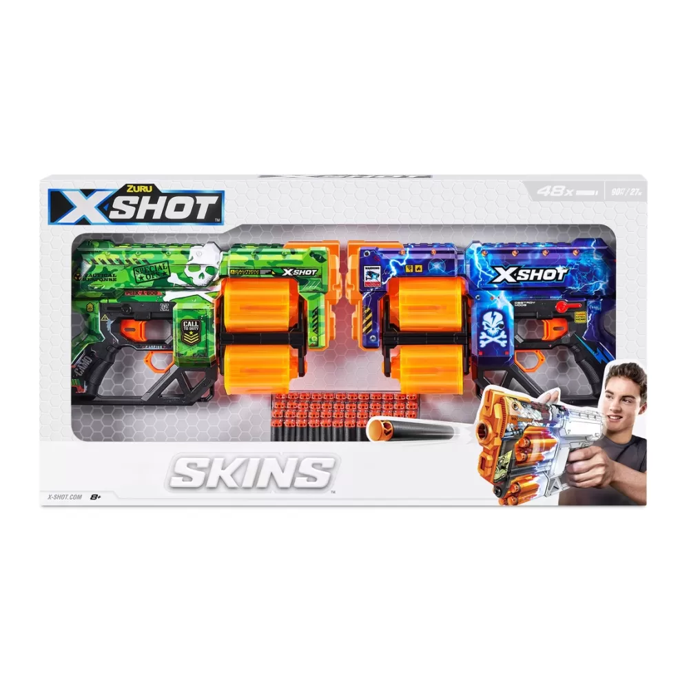 X-Shot Juguetes Al Aire Libre*- Skins Super Pack Dos Lanzadoras Dread Con 48 Dardos